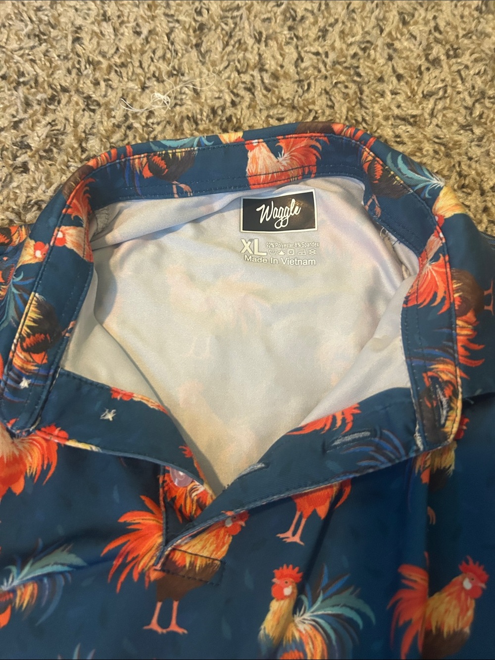 Waggle Boys' Navy Rooster Print Short Sleeve Polo